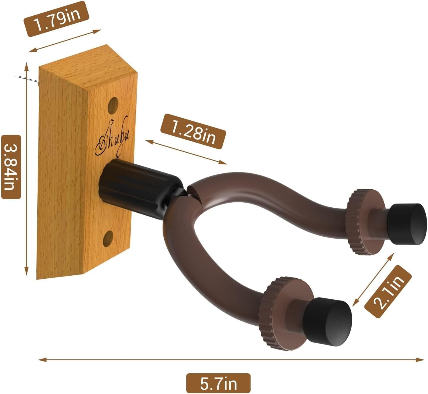 image:imageOhuhu Guitar Wall Mount Hanger 2Pack Rotatable Hardwood Guitar Hangers with Screws Adjustable Stopper Guitar Mount Hook Holder Stand for Acoustic Electric Guitar Banjo Bass Ukulele Mandolin Wood