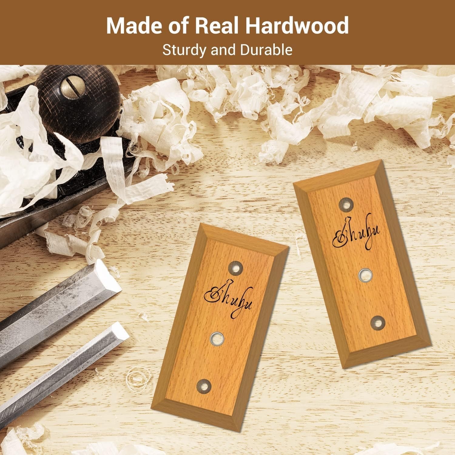 image:imageOhuhu Guitar Wall Mount Hanger 4Pack Rotatable Hardwood Guitar Hangers with Screws Adjustable Stopper Guitar Mount Hook Holder Stand for Acoustic Electric Guitar Banjo Bass Ukulele Mandolin Wood