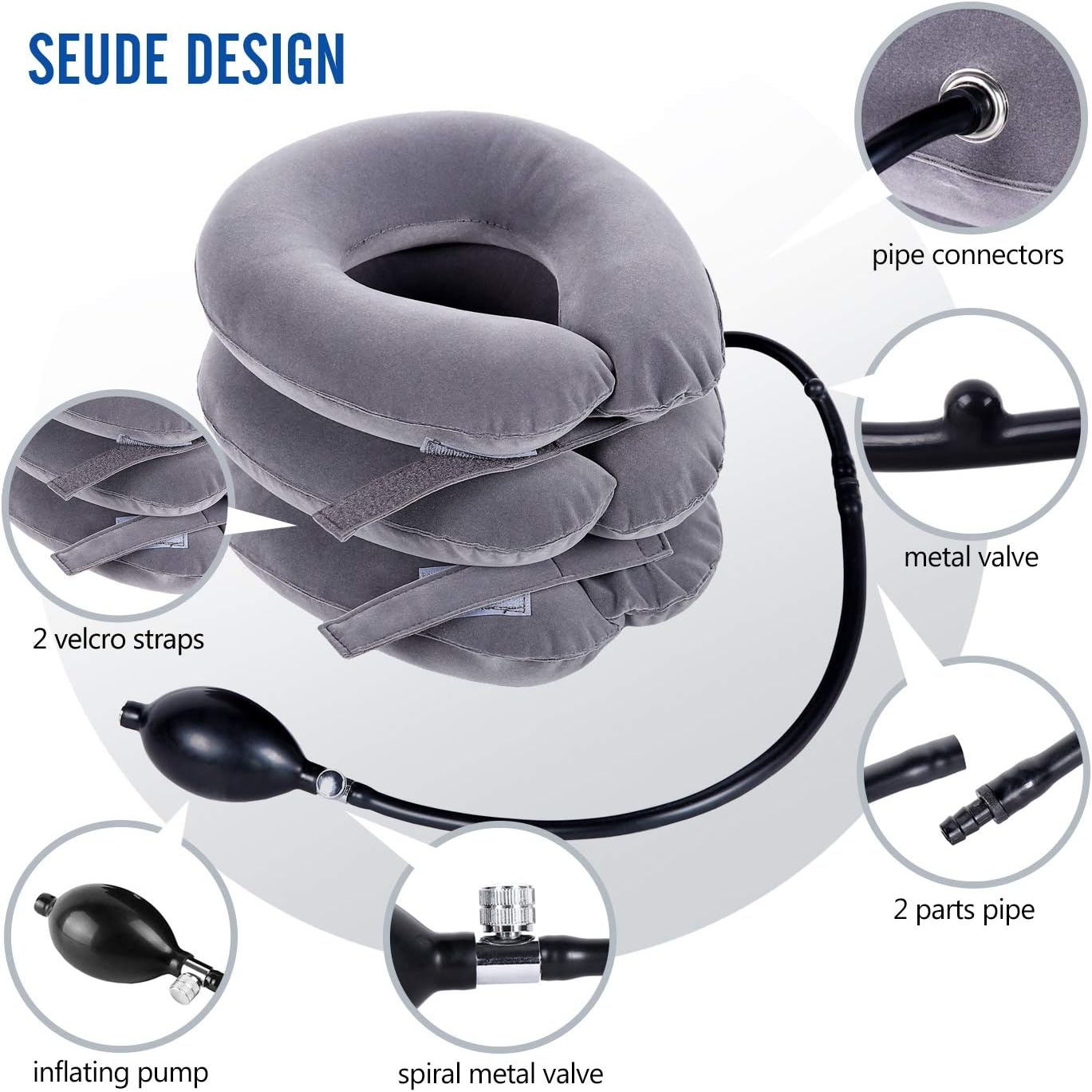 image:imageOhuhu Neck Cervical Traction Collar Device for Neck and Back Grey Grey