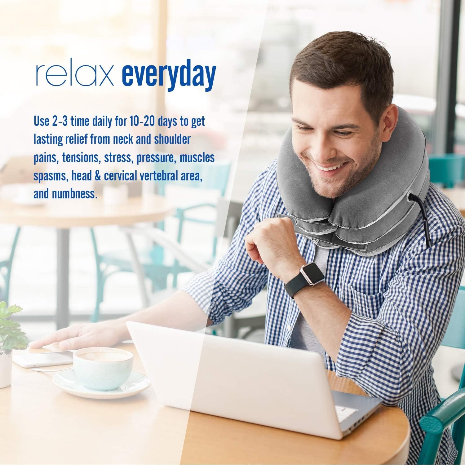 image:imageOhuhu Neck Cervical Traction Collar Device for Neck and Back Grey Grey