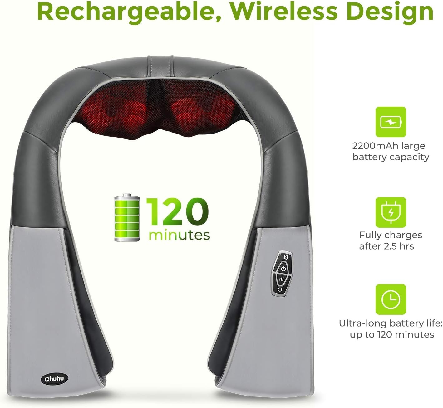 image:imageOhuhu Rechargeable Electric Back Massager Dark Grey Color