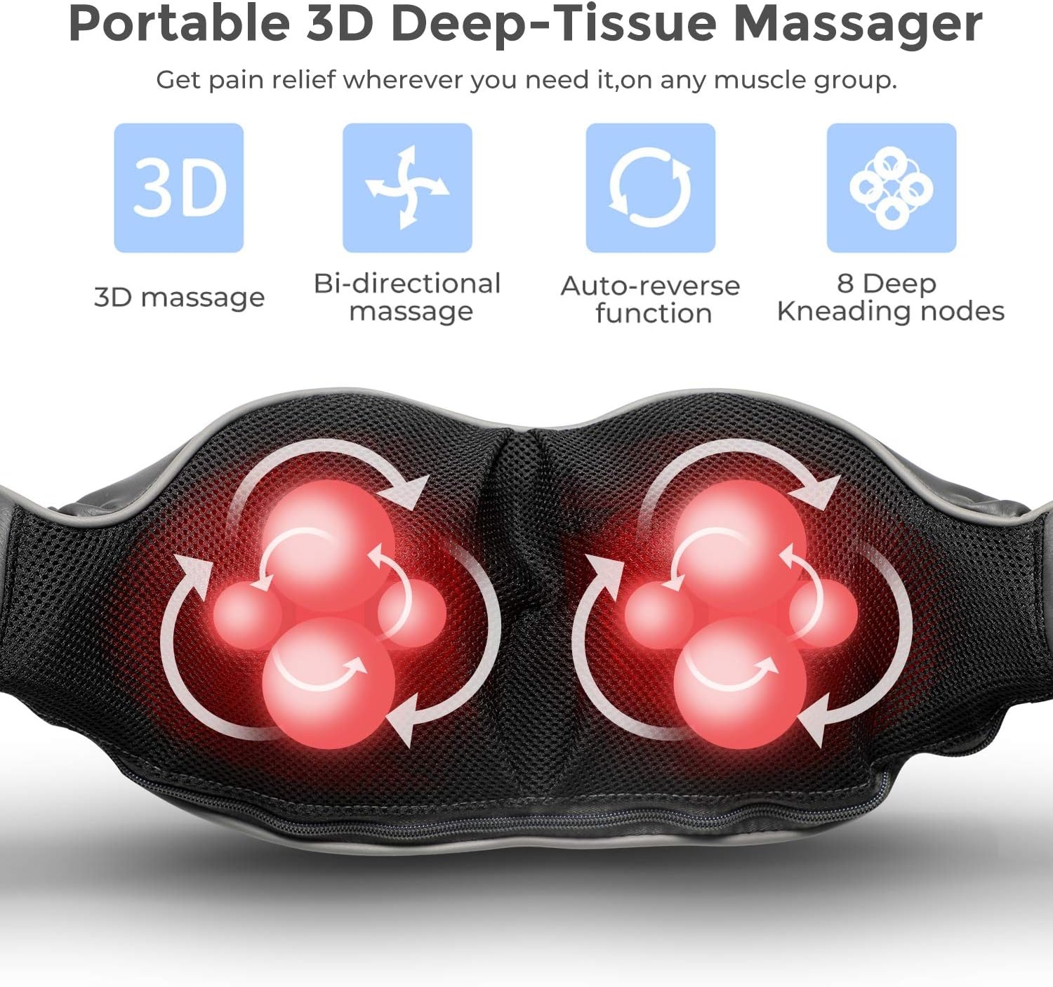 image:imageOhuhu Rechargeable Electric Back Massager Dark Grey Color