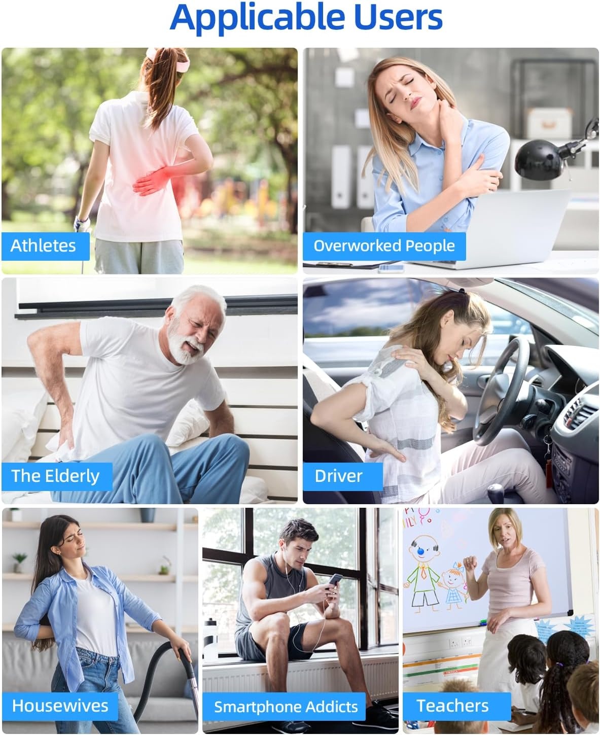 image:imageOhuhu Tens Unit Muscle Stimulator 24 Modes Rechargeable Tens Stimulator Machine16 Pads Electric EMS Unit Massager Acupoint Map Included for Back Shoulder Legs Pain Relief Mother Father GiftSilver