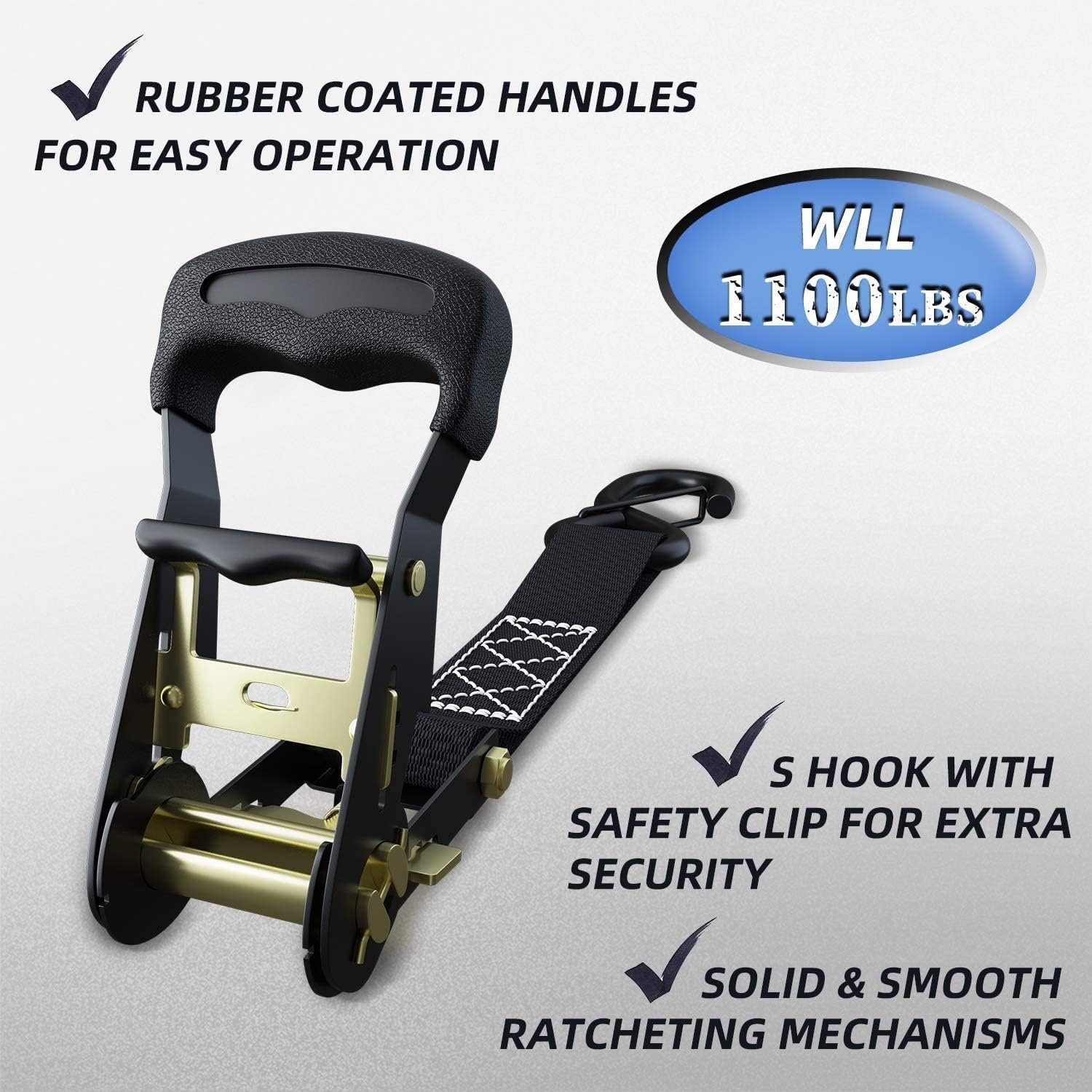 image:imageRatchet Tie Down Straps with Safety Clip 4Pack 15 x 15 and 4 Soft Loops 1100 lbs Load Cap 3300 lbs Breaking Limit Ohuhu Ratchet Tie Downs Logistic Cargo Straps for Moving Appliances Motorcycle