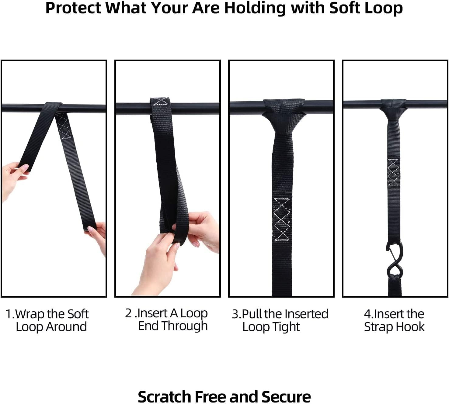 image:imageRatchet Tie Down Straps with Safety Clip 4Pack 15 x 15 and 4 Soft Loops 1100 lbs Load Cap 3300 lbs Breaking Limit Ohuhu Ratchet Tie Downs Logistic Cargo Straps for Moving Appliances Motorcycle