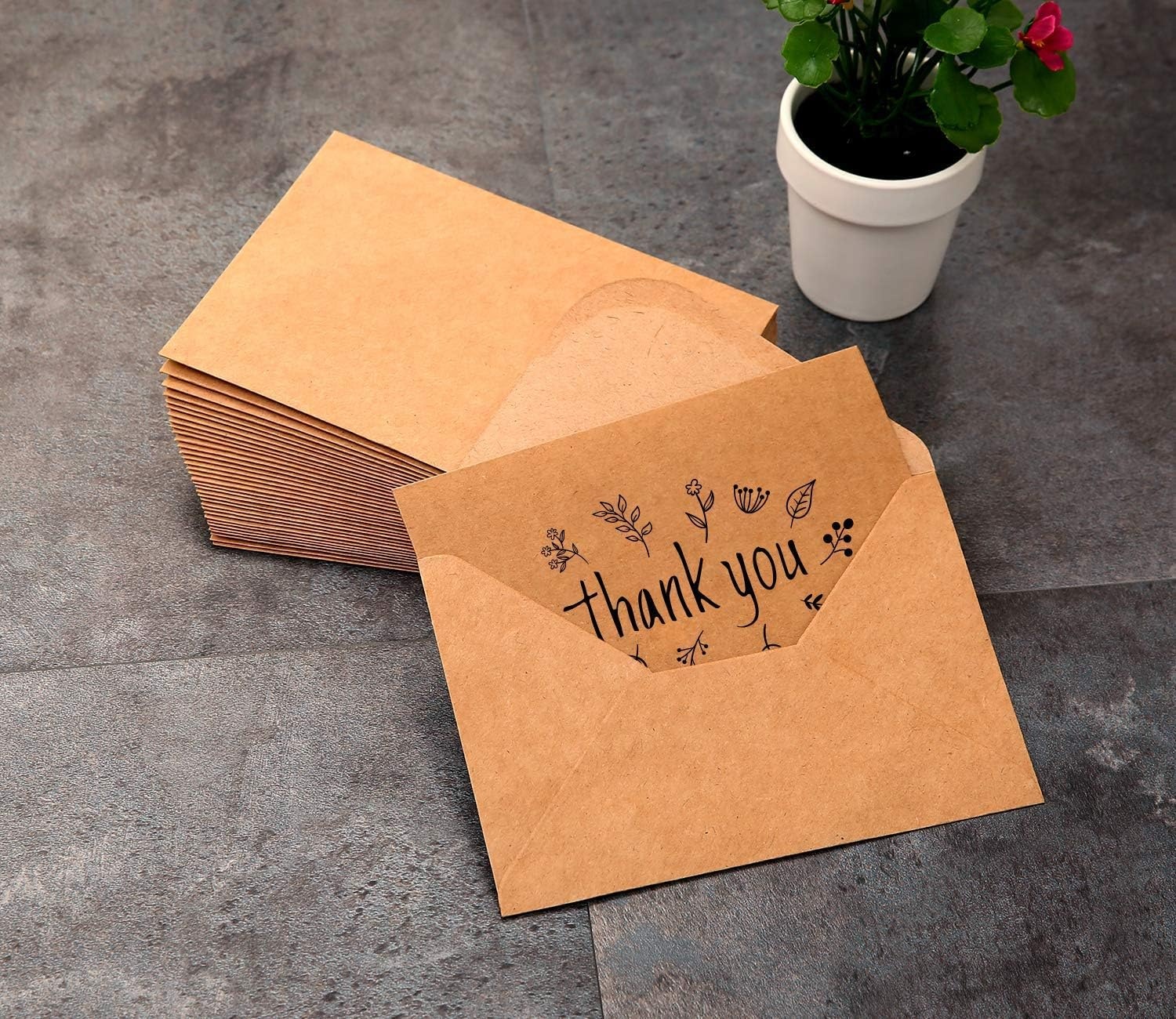 image:imageThank You Cards of Ohuhu 36 Pack Brown Kraft Paper 6 Design of Assorted Thank U Greeting Note Card with Envelopes and Stickers for Wedding Business Birthday Baby Shower Blank Inside 4 x 6 Inch