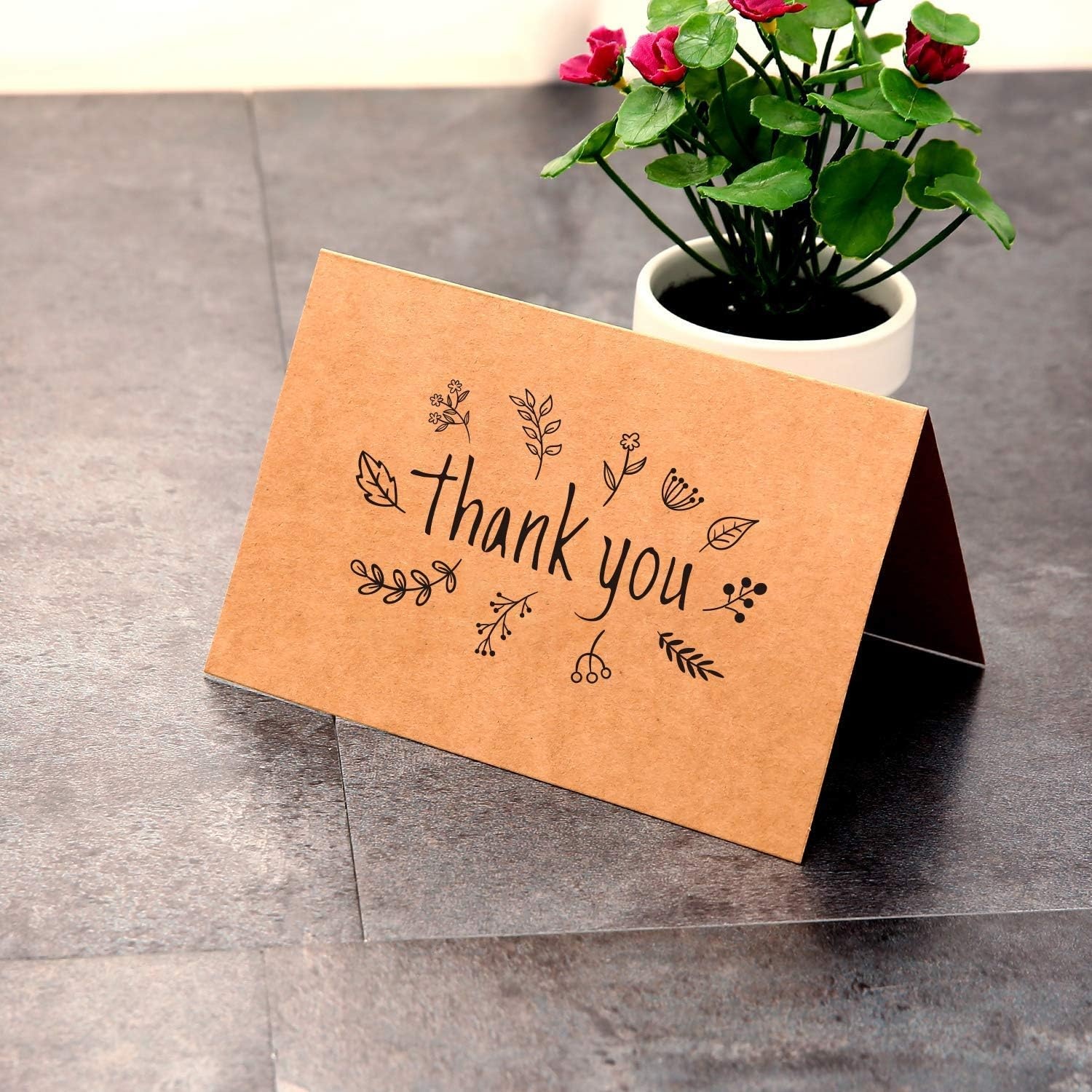 image:imageThank You Cards of Ohuhu 36 Pack Brown Kraft Paper 6 Design of Assorted Thank U Greeting Note Card with Envelopes and Stickers for Wedding Business Birthday Baby Shower Blank Inside 4 x 6 Inch
