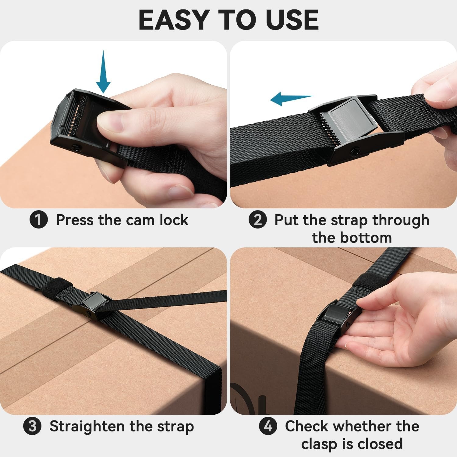 image:imageTie Down Straps with Buckles Ohuhu 4 Pack Cam Buckle Lashing Straps 367 lbs Load Cap with 1100 lbs Breaking Strength Limit 1x 82 TieDown Strap with Carry Bag for Motorcycle Cargo Trucks Luggage
