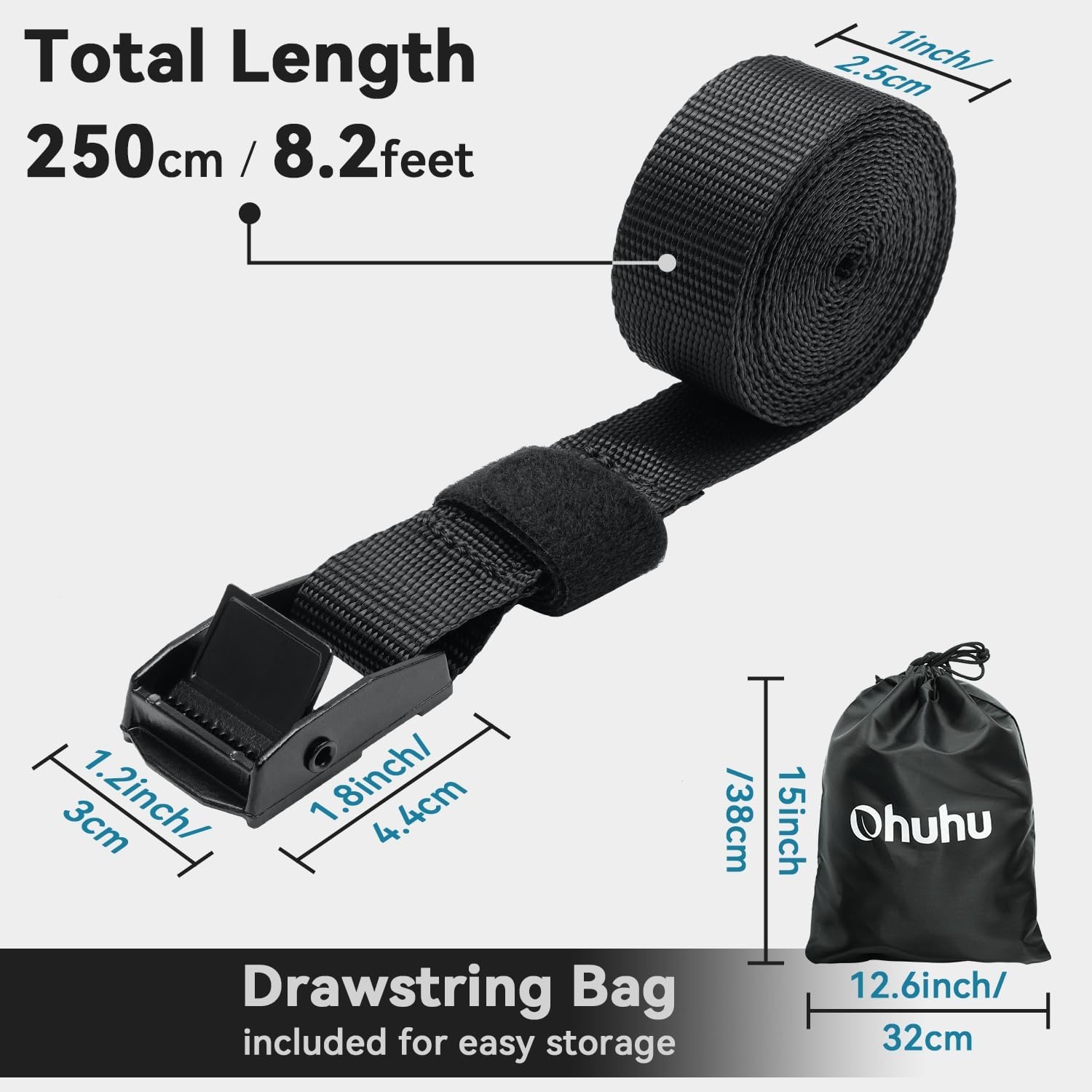 image:imageTie Down Straps with Buckles Ohuhu 4 Pack Cam Buckle Lashing Straps 367 lbs Load Cap with 1100 lbs Breaking Strength Limit 1x 82 TieDown Strap with Carry Bag for Motorcycle Cargo Trucks Luggage