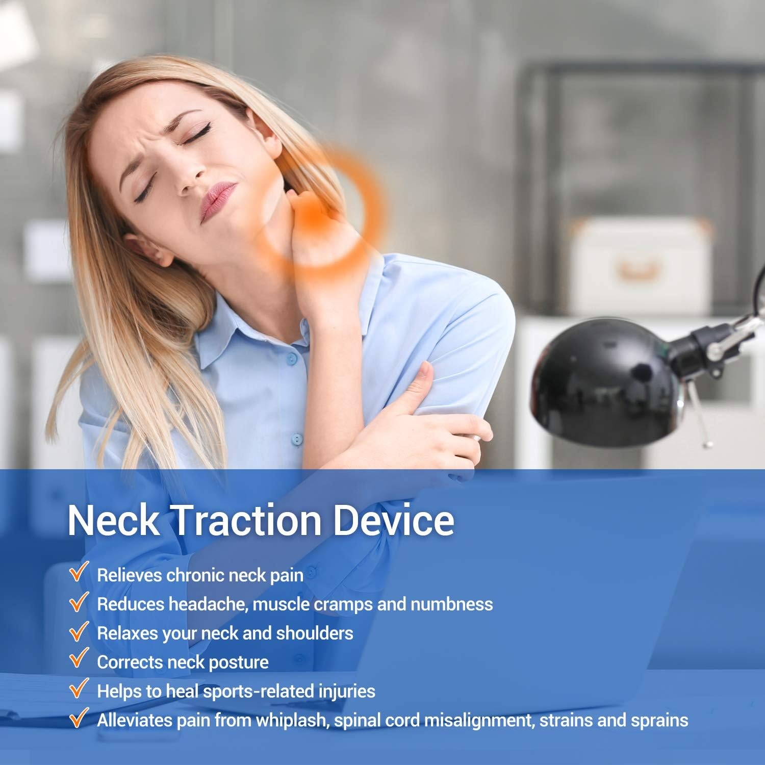 image:imageUpgraded Cervical Neck Traction Device by Ohuhu Inflatable and Adjustable Neck Collar Device Neck Support Stretcher for Traction Spine Alignment and Chronic Neck Pain Relief Gray Fathers Day Gift