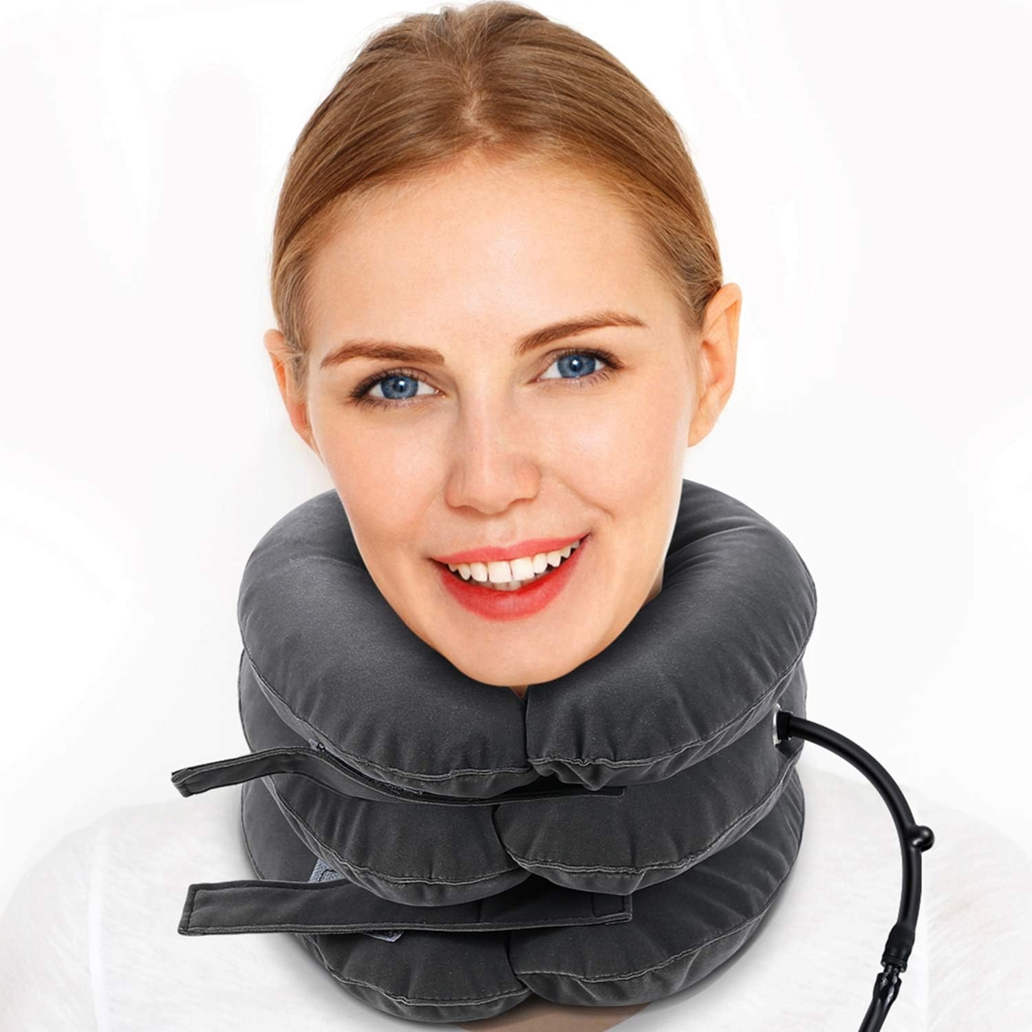 image:imageUpgraded Cervical Neck Traction Device by Ohuhu Inflatable and Adjustable Neck Collar Device Neck Support Stretcher for Traction Spine Alignment and Chronic Neck Pain Relief Gray Fathers Day Gift