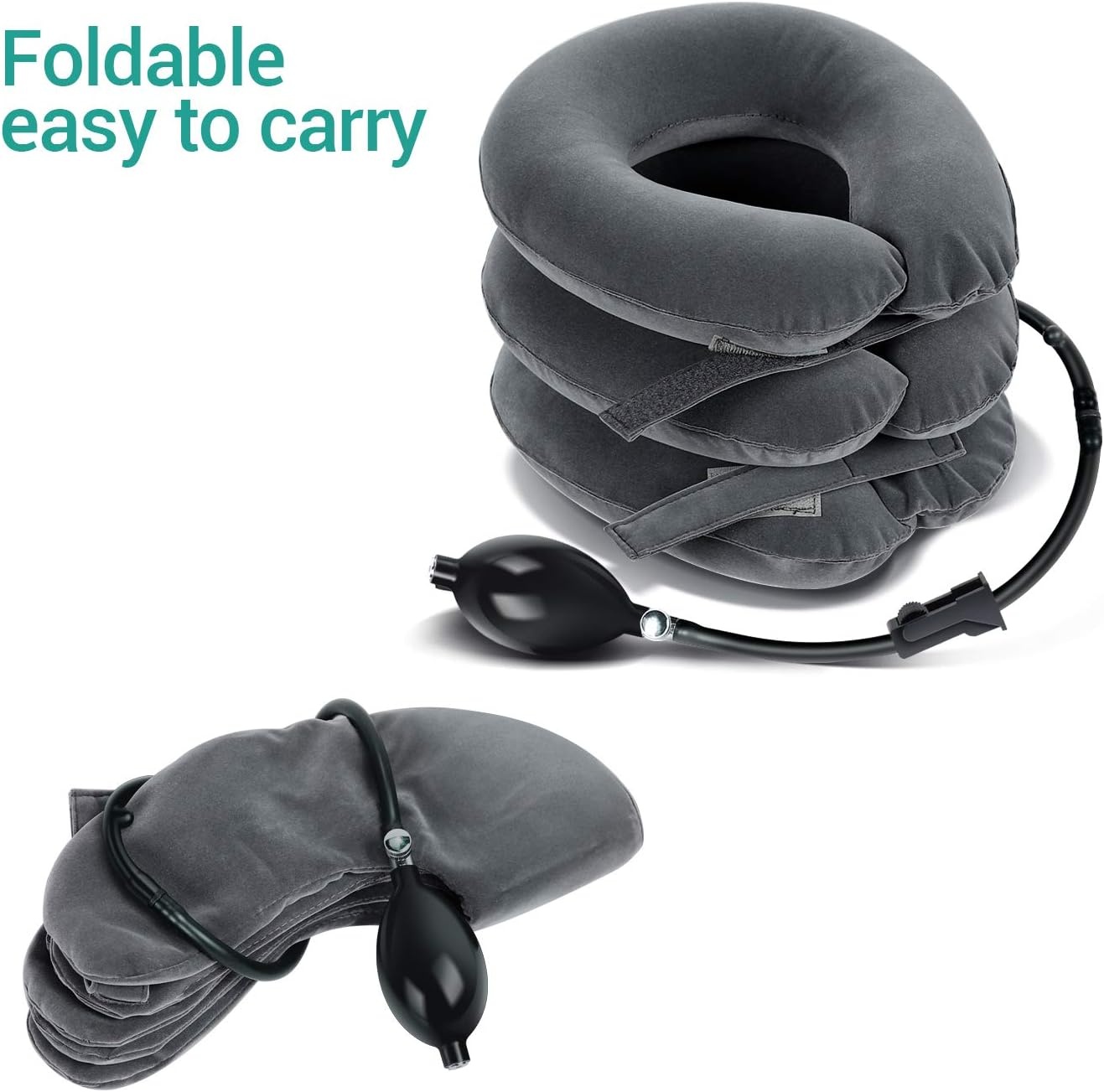 image:imageUpgraded Cervical Neck Traction Device by Ohuhu Inflatable and Adjustable Neck Collar Device Neck Support Stretcher for Traction Spine Alignment and Chronic Neck Pain Relief Gray Fathers Day Gift