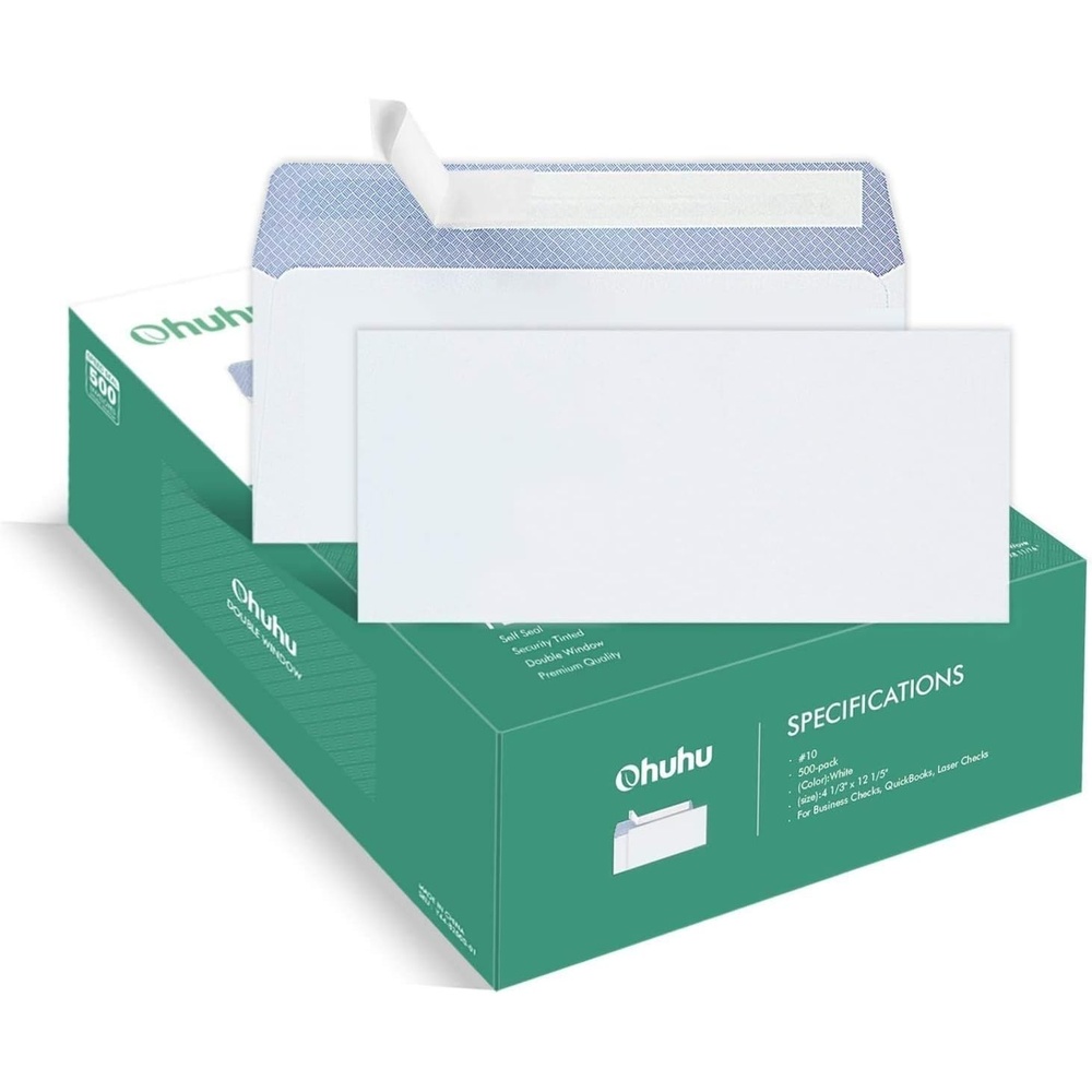 image:imageOhuhu 50010 Envelopes SELF SEAL Business Envelope Windowless Design Security Tint Pattern for Secure Mailing Invoices Statements amp Legal Document 418 x 912 Inches10
