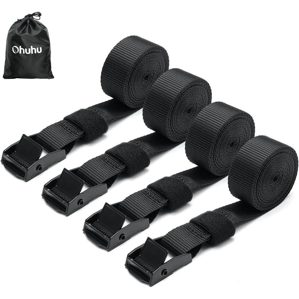 image:imageTie Down Straps with Buckles Ohuhu 4 Pack Cam Buckle Lashing Straps 367 lbs Load Cap with 1100 lbs Breaking Strength Limit 1x 82 TieDown Strap with Carry Bag for Motorcycle Cargo Trucks Luggage