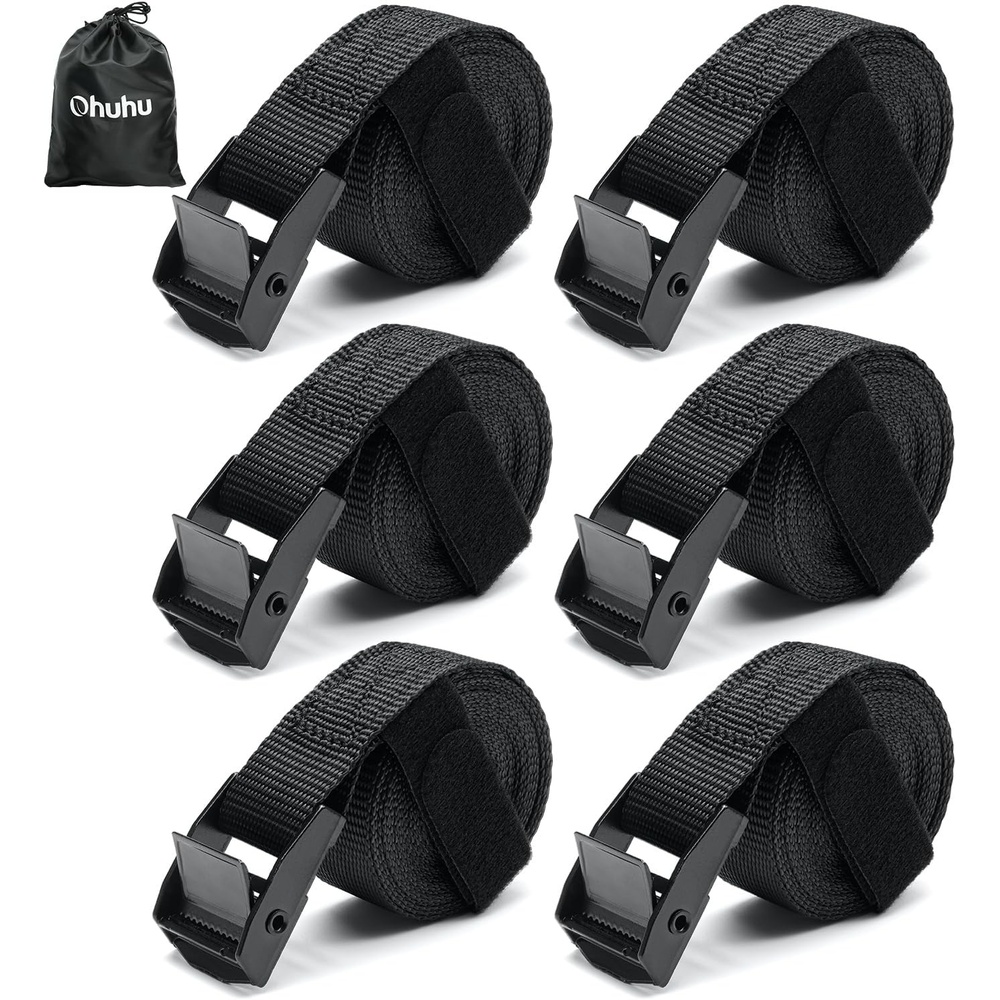 image:imageTie Down Straps with Buckles Ohuhu 6 Pack Cam Buckle Lashing Straps 367 lbs Load Cap with 1100 lbs Breaking Strength Limit 1x 82 TieDown Strap with Carry Bag for Motorcycle Cargo Trucks Luggage