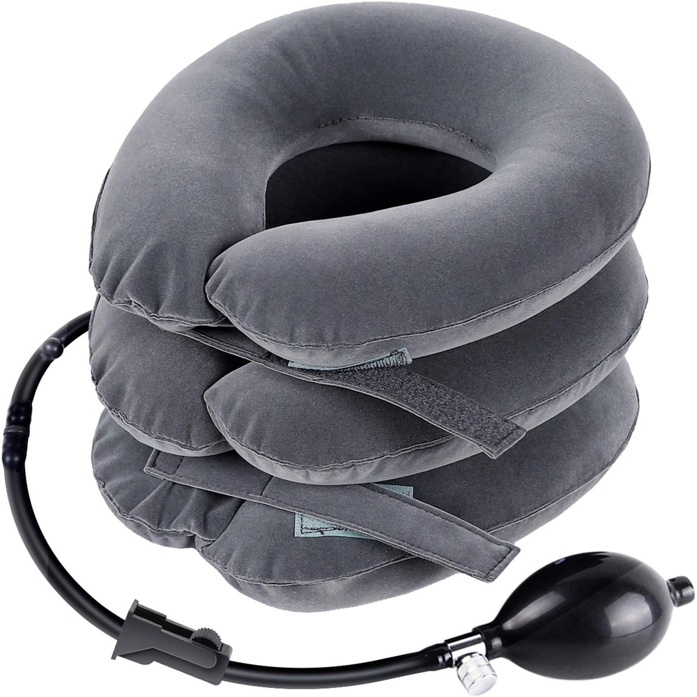 image:imageUpgraded Cervical Neck Traction Device by Ohuhu Inflatable and Adjustable Neck Collar Device Neck Support Stretcher for Traction Spine Alignment and Chronic Neck Pain Relief Gray Fathers Day Gift