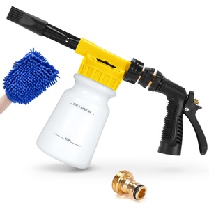 Ohuhu Car Wash Foam Gun, Car Wash Soap Sprayer with 3/8″ Connector & Washing Mitts, Dual Filtration, 6 Levels of Foam Concentration, Quick Connect to Most Garden Hose (Yellow)