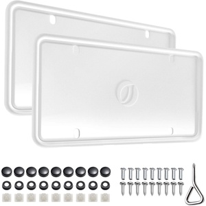 Ohuhu Silicone License Plate Frame 2-Pack with Mounting Accessories White, Rust-Proof, Rattle-Proof, Weather-Proof, Wont Block Letters/Stickers