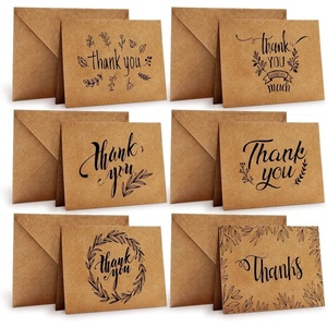 Thank You Cards of Ohuhu, 36 Pack Brown Kraft Paper 6 Design of Assorted Thank U Greeting Note Card with Envelopes and Stickers for Wedding, Business, Birthday, Baby Shower, Blank Inside, 4 x 6 Inch
