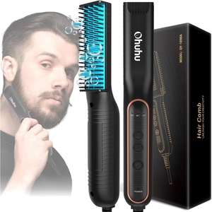 Beard Straightener, Father’s Day Gift from Daughter Son Wife, Ohuhu 2 in 1 Ionic Heated Beard Brush, Hot Beard Comb Heating Beard Straightening Comb with Anti-Scald, Hair Styler Electric Hot Comb