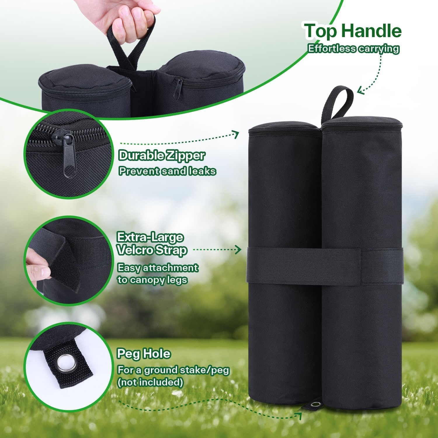 image:image4Pack Canopy Weights Sand Bags for Canopy Tent Ohuhu Heavy Duty Weight Bags Sandbag for Pop Up Canopy Tents Gazebo Weights for Instant Outdoor Sun Shelter Canopy Legs Bag Only Sand Not Included4 Pack