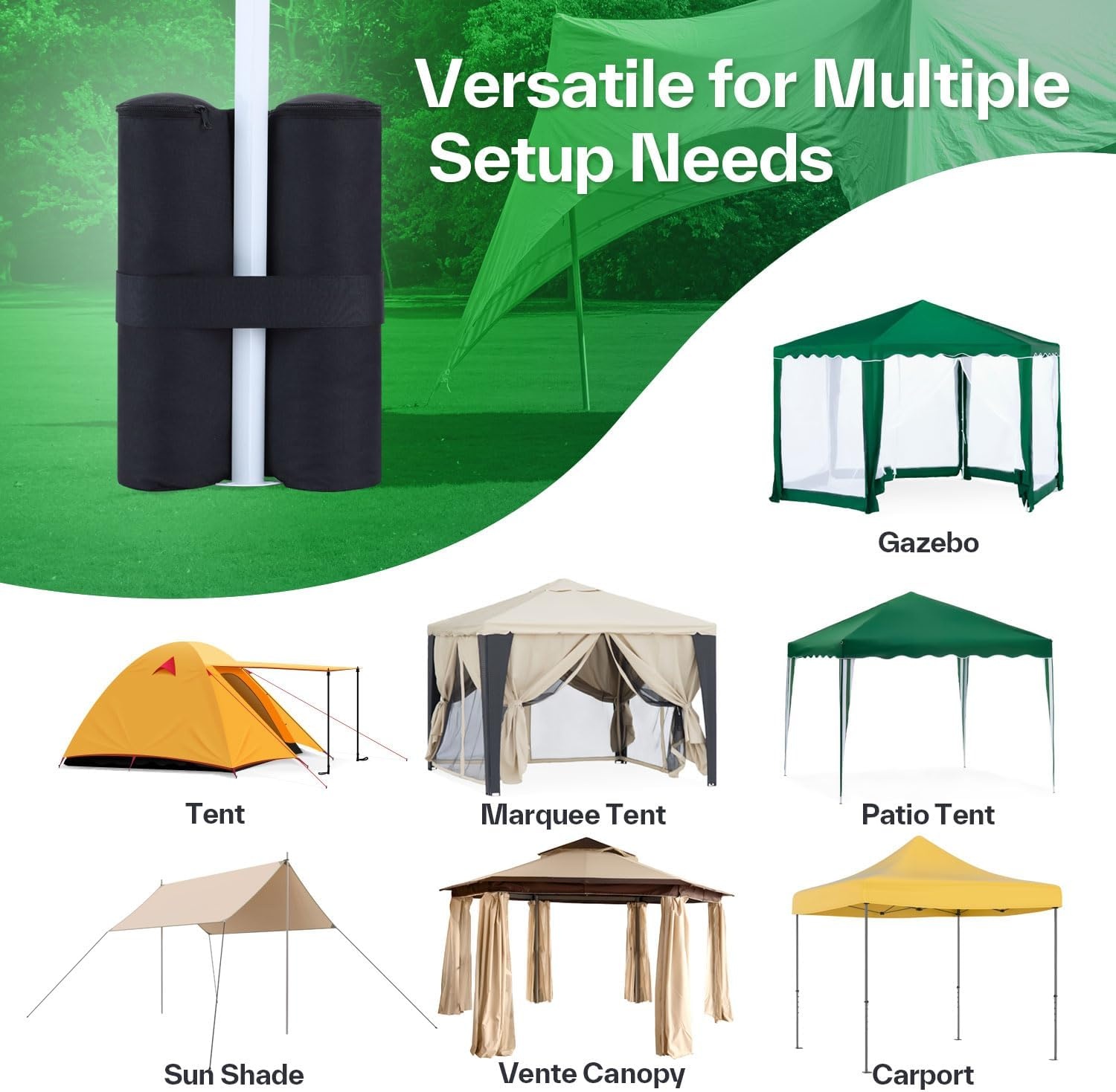 image:image4Pack Canopy Weights Sand Bags for Canopy Tent Ohuhu Heavy Duty Weight Bags Sandbag for Pop Up Canopy Tents Gazebo Weights for Instant Outdoor Sun Shelter Canopy Legs Bag Only Sand Not Included4 Pack