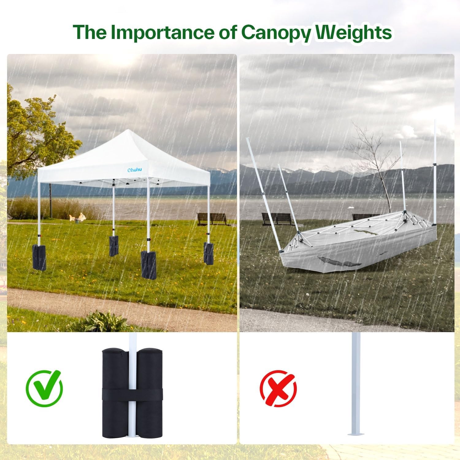 image:image4Pack Canopy Weights Sand Bags for Canopy Tent Ohuhu Heavy Duty Weight Bags Sandbag for Pop Up Canopy Tents Gazebo Weights for Instant Outdoor Sun Shelter Canopy Legs Bag Only Sand Not Included4 Pack