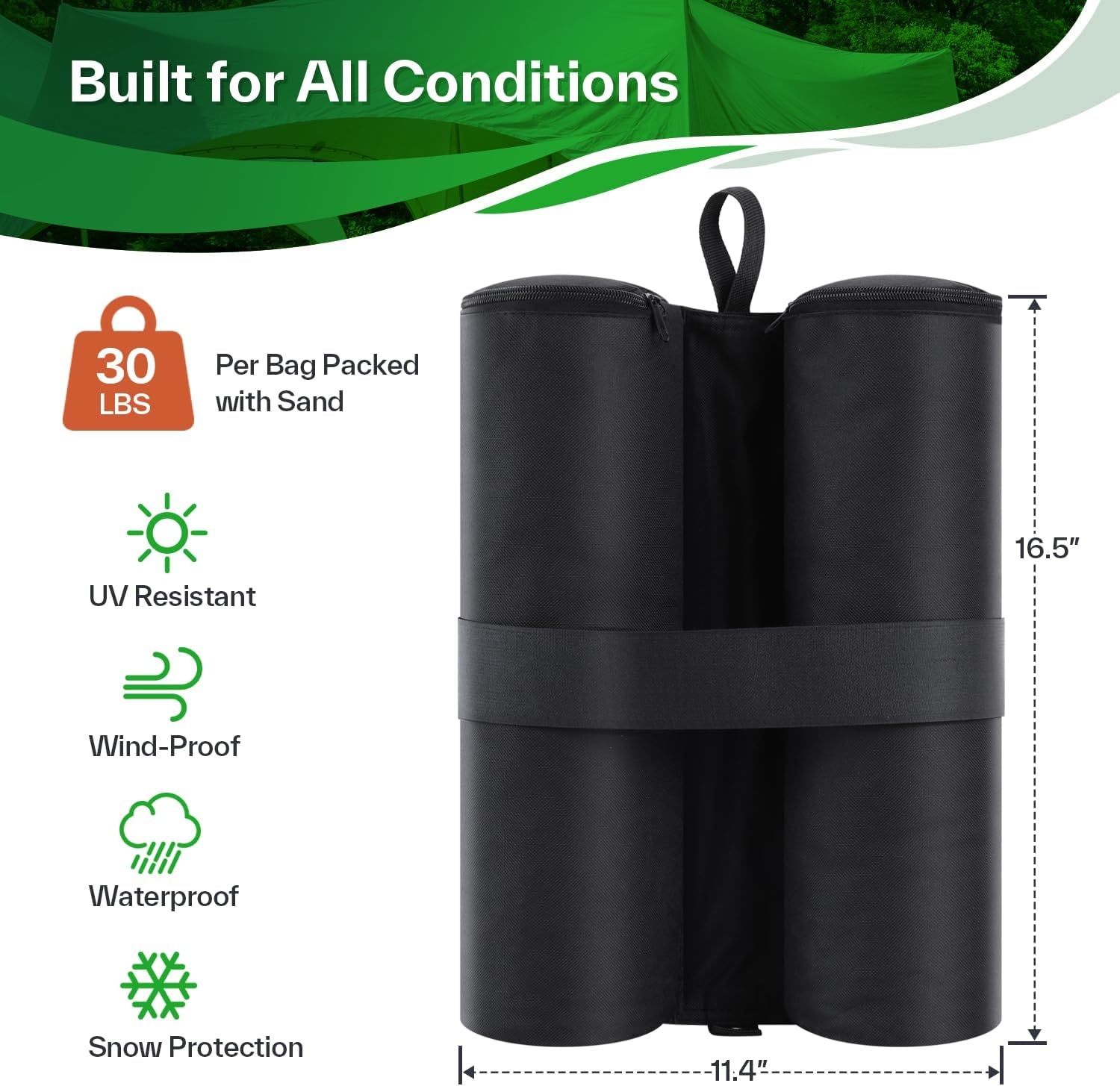 image:image4Pack Canopy Weights Sand Bags for Canopy Tent Ohuhu Heavy Duty Weight Bags Sandbag for Pop Up Canopy Tents Gazebo Weights for Instant Outdoor Sun Shelter Canopy Legs Bag Only Sand Not Included4 Pack