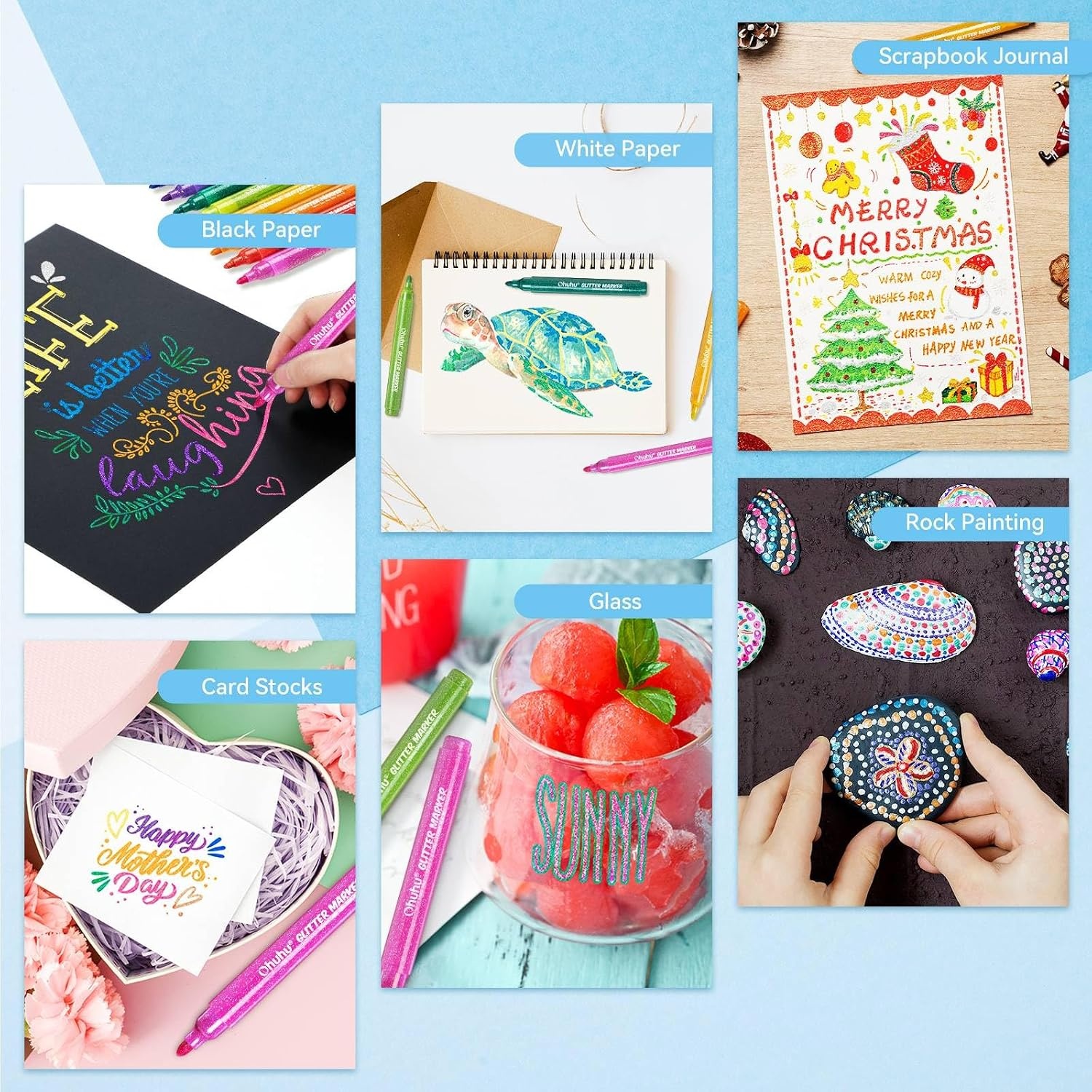 image:imageOhuhu Glitter Markers Mixed Media Pad