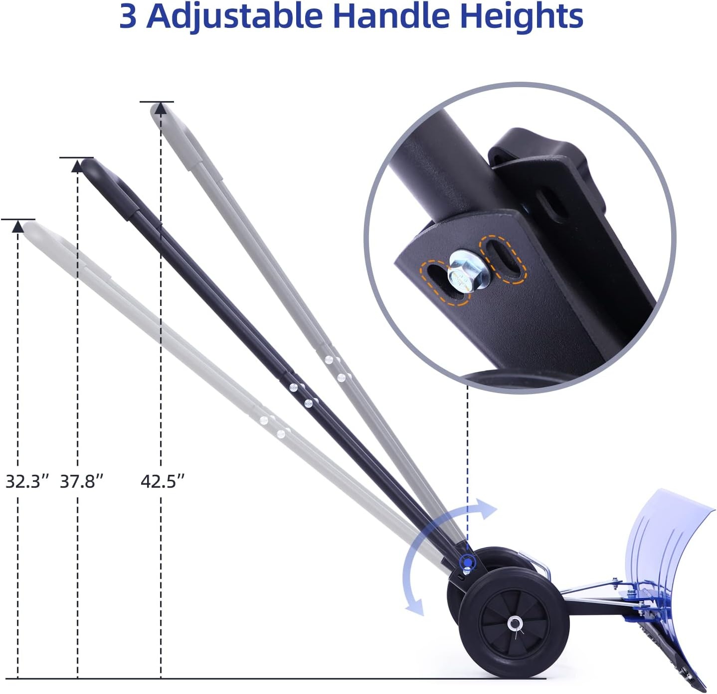 image:imageOhuhu Snow Shovel for Driveway 2026 Upgraded Heavy Duty Adjustable Angle Wheeled Metal Snow Shovels with 30x12 Large Blade for Snow Removal Snow Pusher with Wheels Efficient Remove Tool