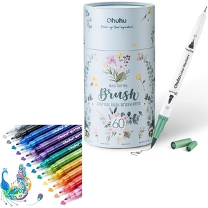 Ohuhu Markers For Adult Coloring Books 60 Colors & 12 Glitter Markers