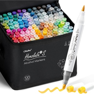 Ohuhu Alcohol Markers 120 Colors Brush& Soft Chisel for Adult Cozy Coloring | AP Certified Refillable Alcohol-based Ink, Drawing Markers for Artists Beginners Coloring Illustration Sketching, Honolulu 2S(Brush & Soft Chisel)