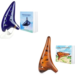 Ohuhu Zelda Ocarina with Song Book Blue and Yellow Amber